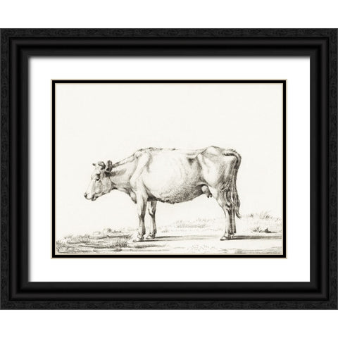 Bernard Cow Sketch II Black Ornate Wood Framed Art Print with Double Matting by Bernard, Jean