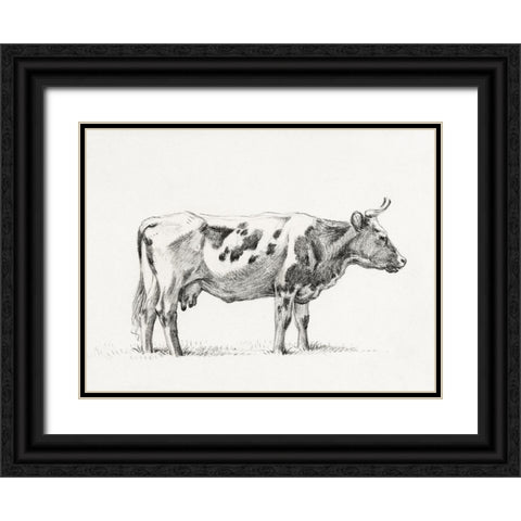 Bernard Cow Sketch III Black Ornate Wood Framed Art Print with Double Matting by Bernard, Jean