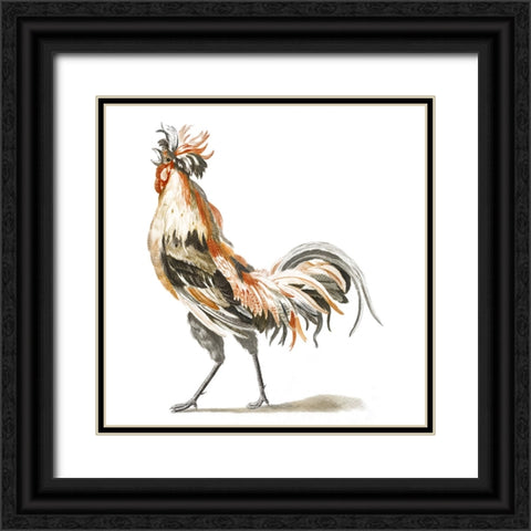 Teyler Roosters II Black Ornate Wood Framed Art Print with Double Matting by Teyler, Johan