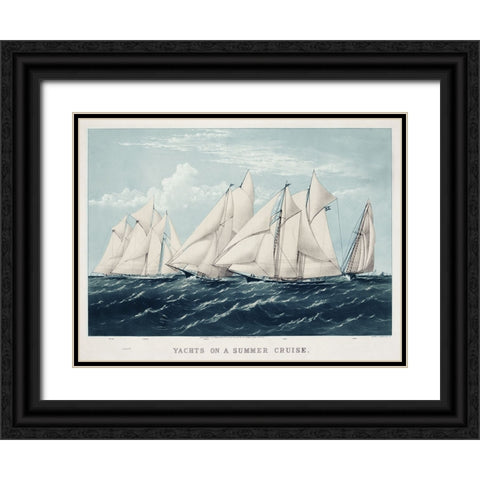 Antique Yachts III Black Ornate Wood Framed Art Print with Double Matting by Vision Studio
