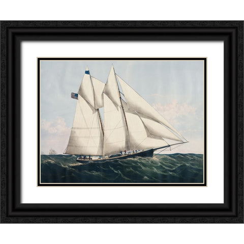 Antique Yachts IV Black Ornate Wood Framed Art Print with Double Matting by Vision Studio