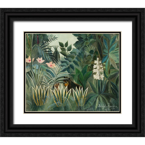 Rousseaus Jungle III Black Ornate Wood Framed Art Print with Double Matting by Rousseau, Henri