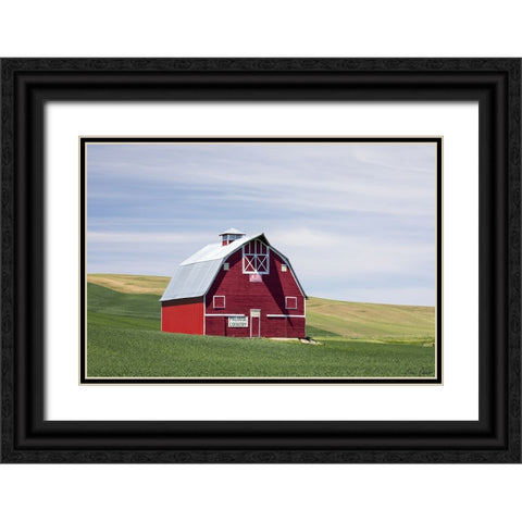 Red Palouse Barn II Black Ornate Wood Framed Art Print with Double Matting by Drost, David