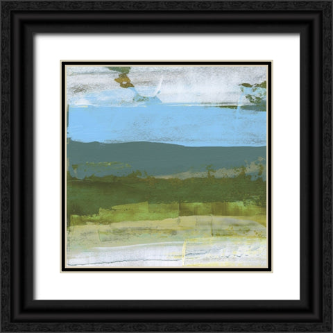 Green Abstract Fields II Black Ornate Wood Framed Art Print with Double Matting by Gordon, Sharon
