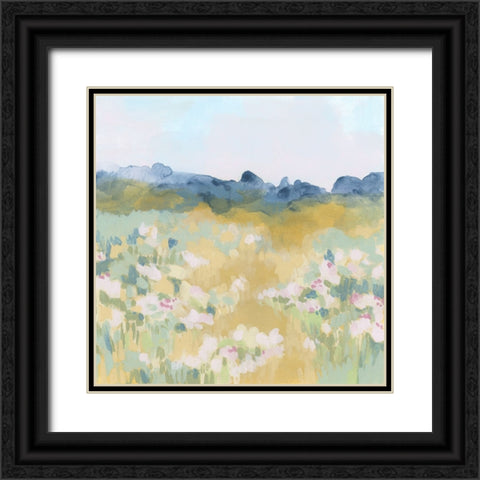 Ochre Flower Field I Black Ornate Wood Framed Art Print with Double Matting by Vess, June Erica