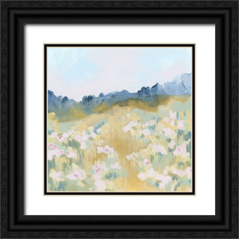 Ochre Flower Field II Black Ornate Wood Framed Art Print with Double Matting by Vess, June Erica
