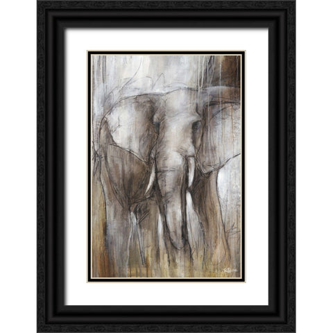 Elephant Study Black Ornate Wood Framed Art Print with Double Matting by Drotar, Rikki
