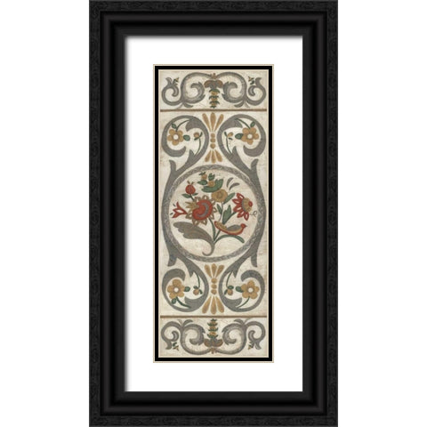 Tudor Rose Panel I Black Ornate Wood Framed Art Print with Double Matting by Zarris, Chariklia