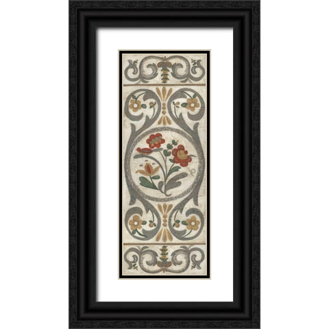 Tudor Rose Panel II Black Ornate Wood Framed Art Print with Double Matting by Zarris, Chariklia