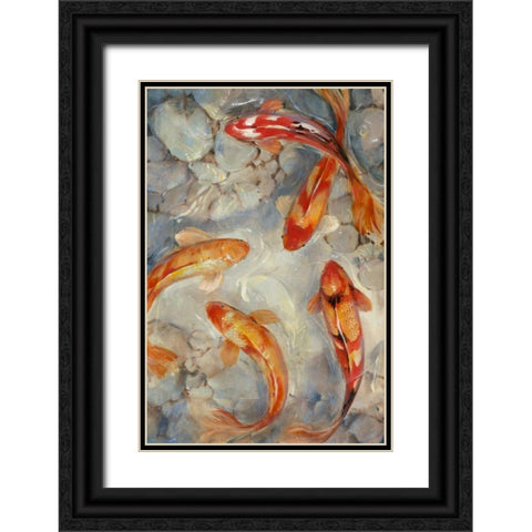 Vibrant Koi II Black Ornate Wood Framed Art Print with Double Matting by OToole, Tim