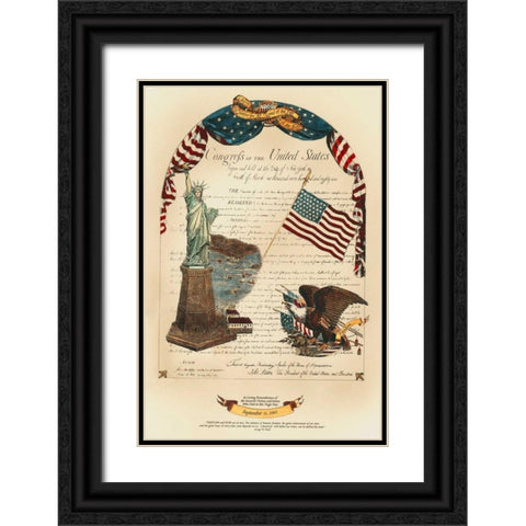Let Freedom Ring I Black Ornate Wood Framed Art Print with Double Matting by Bookman, D.
