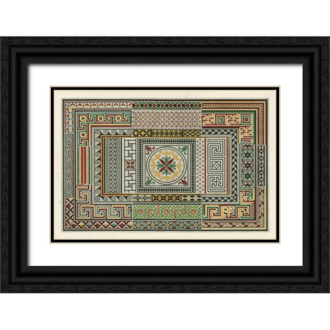 Pompeian Design Black Ornate Wood Framed Art Print with Double Matting by Jones, Owen