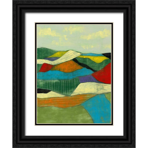 Patchwork Fields I Black Ornate Wood Framed Art Print with Double Matting by Goldberger, Jennifer