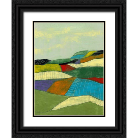 Patchwork Fields II Black Ornate Wood Framed Art Print with Double Matting by Goldberger, Jennifer