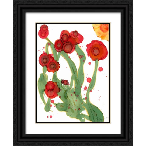 Poppy Whimsy III Black Ornate Wood Framed Art Print with Double Matting by Baynes, Cheryl