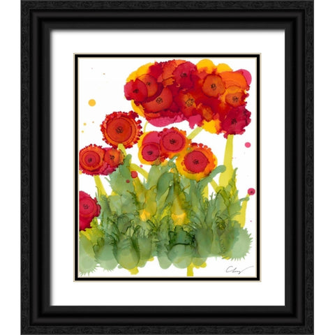Poppy Whimsy IV Black Ornate Wood Framed Art Print with Double Matting by Baynes, Cheryl