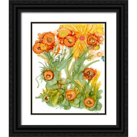 Sunlit Poppies III Black Ornate Wood Framed Art Print with Double Matting by Baynes, Cheryl