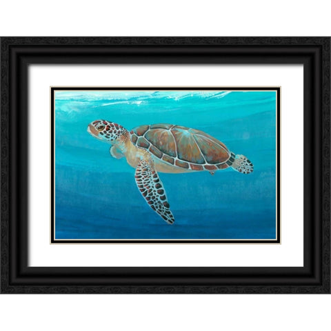 Ocean Sea Turtle II Black Ornate Wood Framed Art Print with Double Matting by OToole, Tim