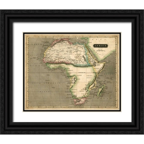 Thomsons Map of Africa Black Ornate Wood Framed Art Print with Double Matting by Thomson