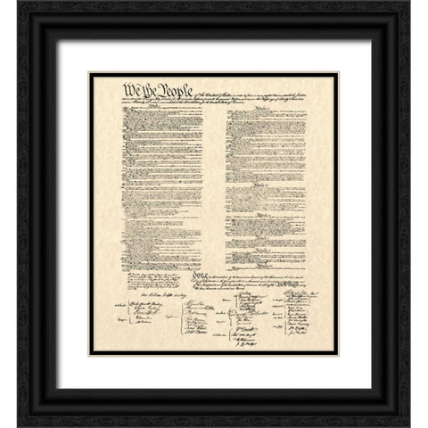 Constitution Document Black Ornate Wood Framed Art Print with Double Matting by Continental Congress