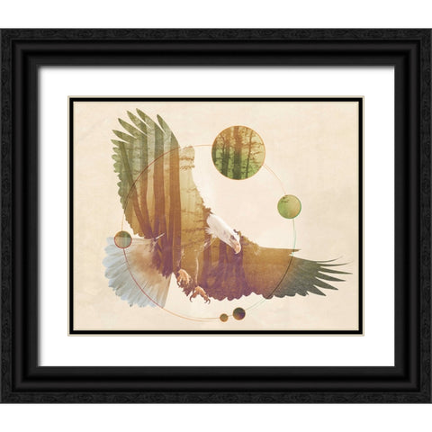 Double Exposure Wildlife Art - Eagle Black Ornate Wood Framed Art Print with Double Matting by Circle Art Group
