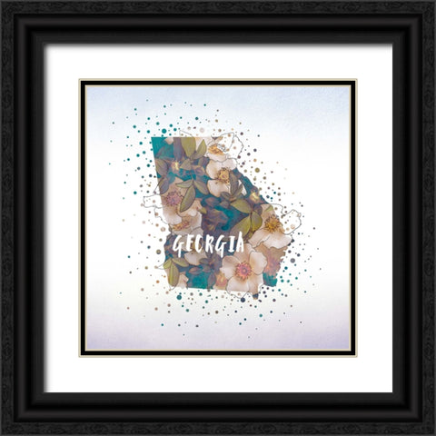 Georgia State Flower (Cherokee Rose) Black Ornate Wood Framed Art Print with Double Matting by Inner Circle