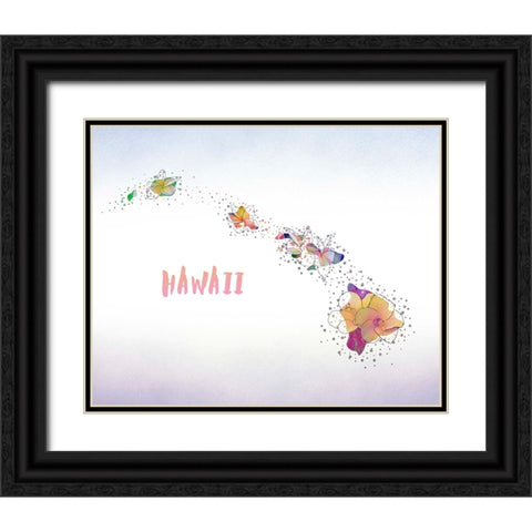 Hawaii State Flower (Hawaiian Hibiscus) Black Ornate Wood Framed Art Print with Double Matting by Inner Circle