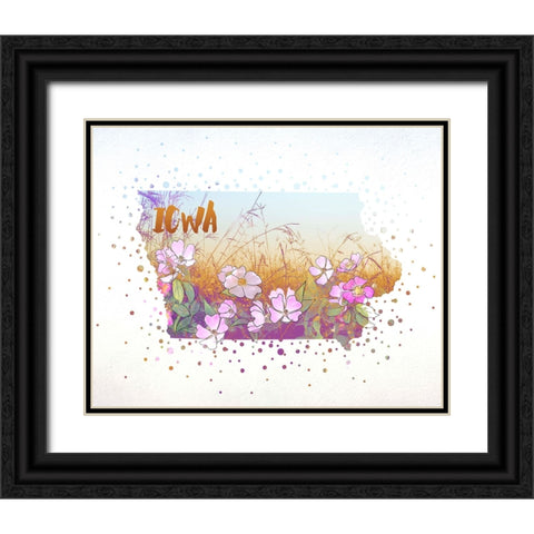 Iowa State Flower (Wild Rose) Black Ornate Wood Framed Art Print with Double Matting by Inner Circle