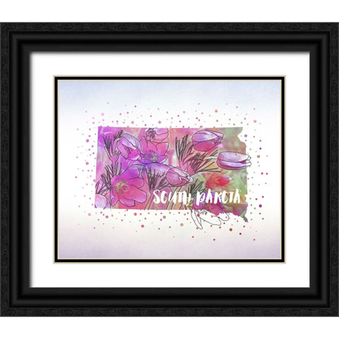 South Dakota State Flower (American Pasque) Black Ornate Wood Framed Art Print with Double Matting by Inner Circle
