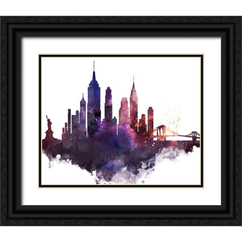 New York City Watercolor Cityscape II Black Ornate Wood Framed Art Print with Double Matting by Circle Art Group