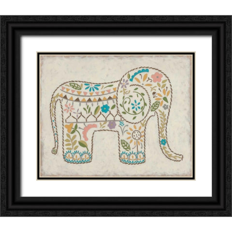 Laurels Elephant I Black Ornate Wood Framed Art Print with Double Matting by Zarris, Chariklia