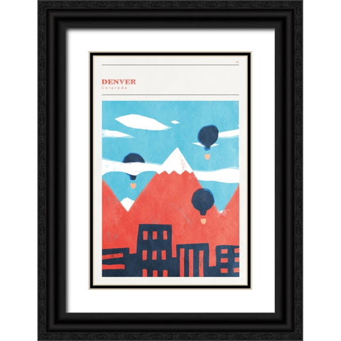 Mid Century City - Denver Black Ornate Wood Framed Art Print with Double Matting by Circle Art Group