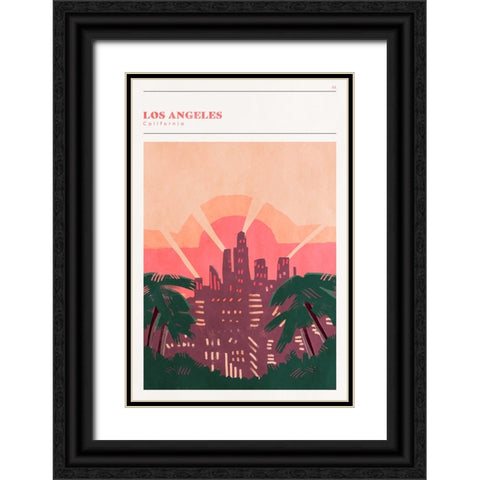 Mid Century City - Los Angeles Black Ornate Wood Framed Art Print with Double Matting by Circle Art Group