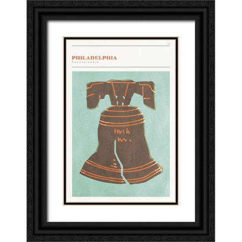 Mid Century City - Philadelphia Black Ornate Wood Framed Art Print with Double Matting by Circle Art Group