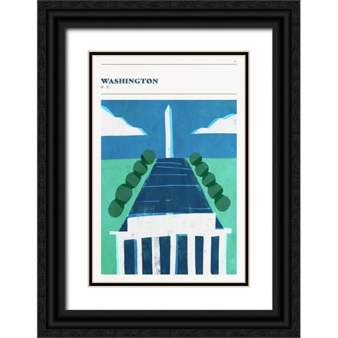 Mid Century City - Washington, DC Black Ornate Wood Framed Art Print with Double Matting by Circle Art Group