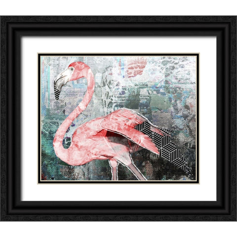 Pop Art - Flamingo Black Ornate Wood Framed Art Print with Double Matting by Inner Circle