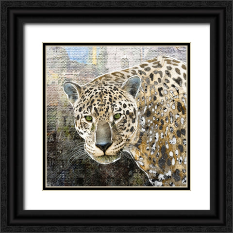 Pop Art - Jaguar Black Ornate Wood Framed Art Print with Double Matting by Inner Circle