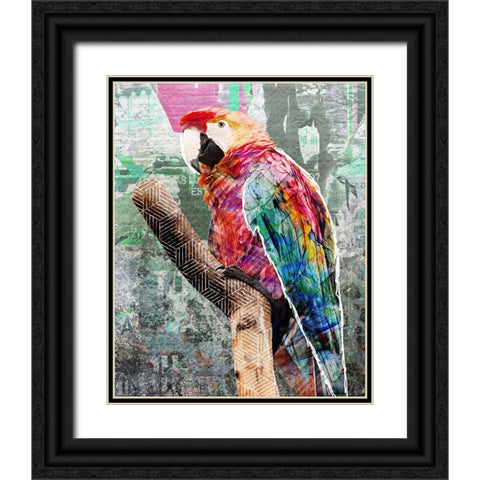 Pop Art - Parrot Black Ornate Wood Framed Art Print with Double Matting by Inner Circle