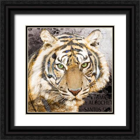 Pop Art - Tiger Black Ornate Wood Framed Art Print with Double Matting by Inner Circle