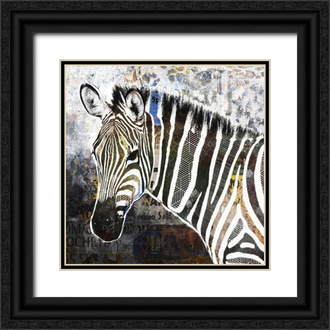 Pop Art - Zebra Black Ornate Wood Framed Art Print with Double Matting by Inner Circle