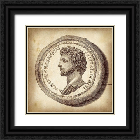 Cus. Antique Roman Coins VI A - LIB Black Ornate Wood Framed Art Print with Double Matting by Unknown