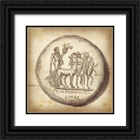 Cus. Antique Roman Coins VI B - LIB Black Ornate Wood Framed Art Print with Double Matting by Unknown