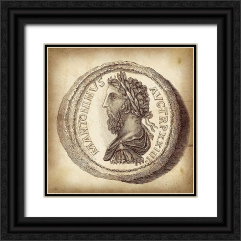 Cus. Antique Roman Coins VI C - LIB Black Ornate Wood Framed Art Print with Double Matting by Unknown