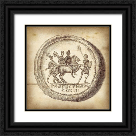 Cus. Antique Roman Coins VI D - LIB Black Ornate Wood Framed Art Print with Double Matting by Unknown
