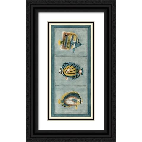 Tropical Fish Trio I Black Ornate Wood Framed Art Print with Double Matting by Vision Studio