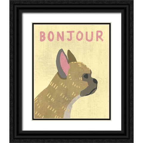 Bonjour Black Ornate Wood Framed Art Print with Double Matting by Inner Circle
