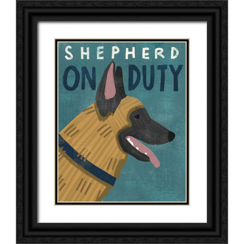 Shepherd On Duty Black Ornate Wood Framed Art Print with Double Matting by Inner Circle