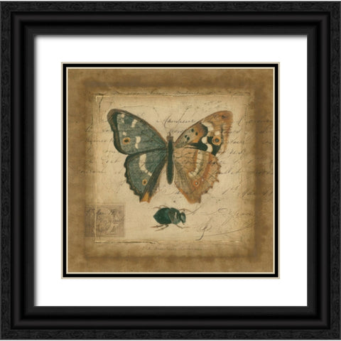 Postscript Butterfly I Black Ornate Wood Framed Art Print with Double Matting by Vision Studio