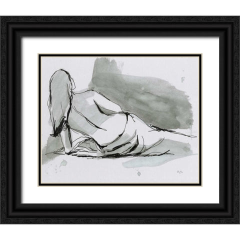 Draped Nude I Black Ornate Wood Framed Art Print with Double Matting by Harper, Ethan