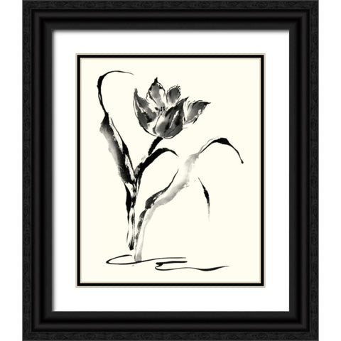 Studies in Ink - Tulip Black Ornate Wood Framed Art Print with Double Matting by Rae, Nan
